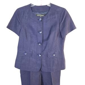 Womens misses size 6 pant suit set S small blue lined outfit Kasper
